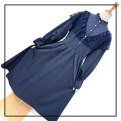 【大きいサイズ】レースケープ襟ワンピース 3L ネイビー ロリィタ クラシカル