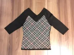 ZAZIE　五分袖　Vネックニット