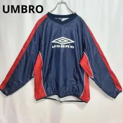 【美品】UMBRO アンブロ ロゴ ピステ ナイロンジャケット 長袖 ネイビー