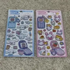 シナモロール フワフワらびちゃん 平成はっぴーフォンステッカー 2枚セット