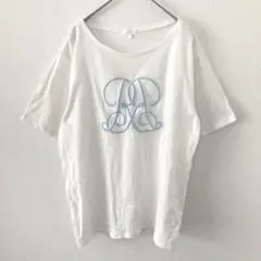 リエンダ rienda Tシャツ ビッグロゴ 刺繍 半袖 ブルー　フリーサイズのサムネイル
