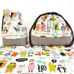 大きめ　お弁当袋セット　ハンドメイド　動物