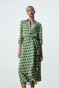 週末限定価格!!ZARA　ザラ　ジオメトリック　シャツワンピース　幾何学