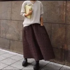 茶色、黄色、ベージュを基調とした秋色リメイクワンピース✩.*˚大きい