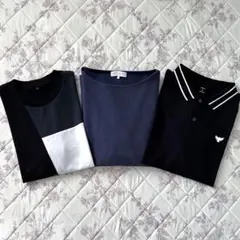 メンズ　トップス　まとめ売り　服　Tシャツ　ポロシャツ　黒　ネイビー　S~M