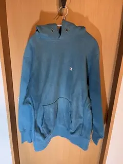 90s USA製 REVERSE WEAVE パーカー フーディー　ターコイズ