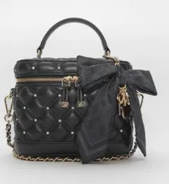 2WAY リボンチャームキルティングバニティバッグ