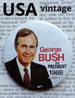 ※USA vintage BUSHアメリカ大統領 ピンバッチ1988