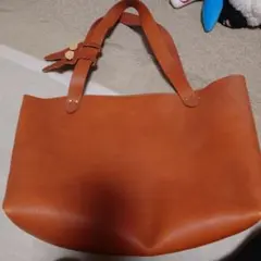 オレンジレザー トートバッグ 大きめ