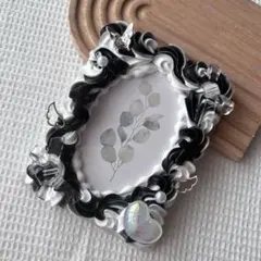 トレカケース ホイップデコ B8 黒 白 ホワイト リボン 丸 フレーム