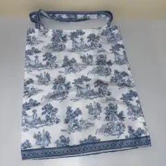 ハンドメイド トワルドジュイ柄 マチたっぷりエコバッグ ブルー