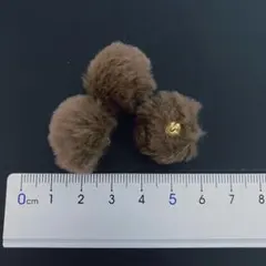 【3個セット】ブラウン フェイクファーポンポンチャーム ふわふわ ボンボン