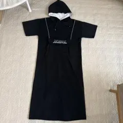 x-girl パイピングデザインフード付きワンピース