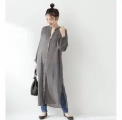 Spick&Span スピック&スパン　コモンプリント　ギャザーワンピース