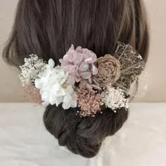 髪飾り 成人式　かすみ草　あじさい　ヘッドパーツ　ドライフラワー　8本 ピンク