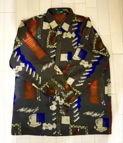 【ヴィンテージ】抽象柄 デザインシャツ オーバーサイズ L マルチカラー 古着