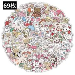 978　ステッカー　お裾分け　フレークシール　海外　防水　韓国　ねこ　うさぎ