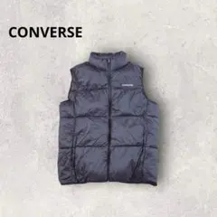 コンバース 中綿ダウンベスト フルジップ ロゴ刺繍 アウトドア 羽織り ブラック