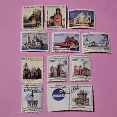 ポーランド 使用済切手『建築物・教会』など24枚