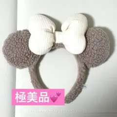 【ディズニー限定 】♡ディズニー　カチューシャ　ミニーちゃん　ベージュ白リボン♡