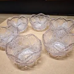 ヴィンテージ レトロガラス製 デザートボウル 5個セット 花柄 - メルカリ