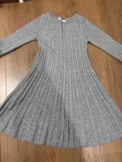 【美品】リランドチュール　フレアニットワンピース　ウール混　グレー
