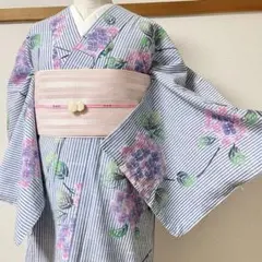 超美品　綿　本染浴衣　浴衣　夏物　167裄67　朝顔　薄ピンク　青　ツモリチサト 超美品 綿 本染浴衣 浴衣 夏物 167裄67 朝顔 薄ピンク 青 ツモリチサト