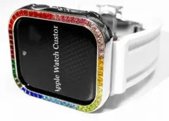 アップルウォッチステンラバーベルトキラキラApple Watchバンドレインボー