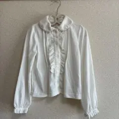 フリル付きホワイト長袖シャツ 120サイズ