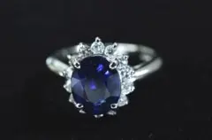 非加熱分析付鑑別書 天然ブルーサファイア2.963ct Pt850 ダイヤリング 