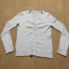 GU リブ編みホワイトカーディガン