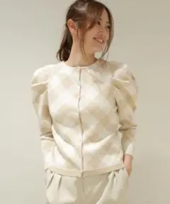 セルフォード　チェックジャガードカーディガン
