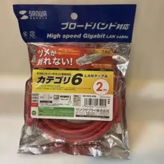 サンワサプライ カテゴリ6 LANケーブル 2m レッド