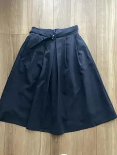 VIS きれいめ　ネイビースカート　ウエストゴム