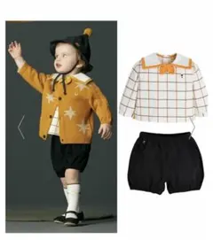 チェック柄トップス&5分丈パンツ モイモルン