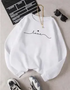 トップス　裏起毛トレーナー　ホワイト