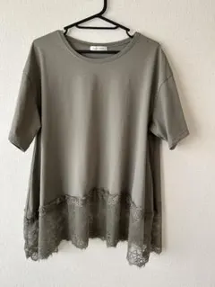 Green Parks レース切り替え 半袖 Tシャツ カーキ Fのサムネイル