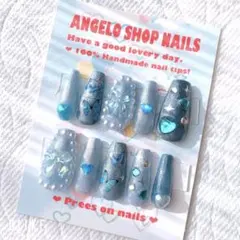 ネイルチップ ブルーマグネットネイル