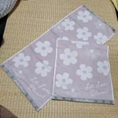 お花　フラワー　ピンク　フェイスタオル　おしゃれ　ふわふわ無撚糸