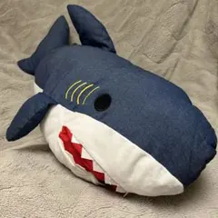 ホオジロザメ　デニム　コバルトインディゴ　ウルトラBIGぬいぐるみ　鮫　シャーク
