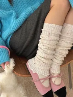 可愛い　レッグウォーマー　ドール　韓国　ルーズソックス　ホワイト　清楚系　原宿