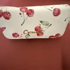 【美品】Cocoonist チェリー柄 ポーチ ミラー付き