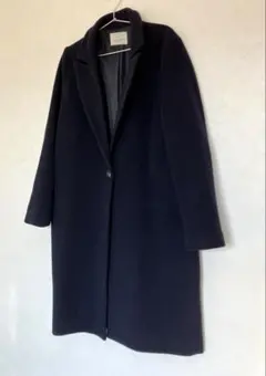 美品☆ungrid ウール混チェスターコートM ネイビー