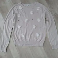 earth music&ecology 花モチーフ 長袖ニット