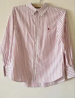 ほぼ新品 POLO BCS 長袖シャツ 赤ストライプ サイズM トラッドスタイル