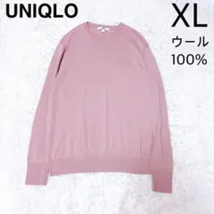 ユニクロ ウォッシャブル メリノクルーネックセーター ピンク XL UNIQLO