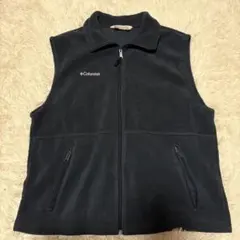 Columbiaフリースベスト刺繍ロゴ アウトドア古着ベスト　ネイビー