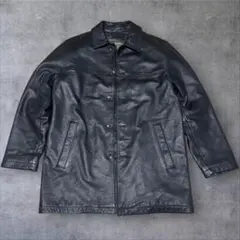 【高級】Eddie Bauer オールレザー カーコート ブラック L相当のサムネイル