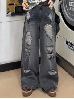 未使用品 WUDGE BOY ダメージプリントデニムパンツ L - メルカリ