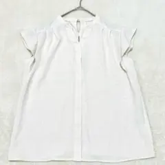 t569 良品✨リランドチュール 半袖フリルブラウス オフィスカジュアル 綺麗めのサムネイル